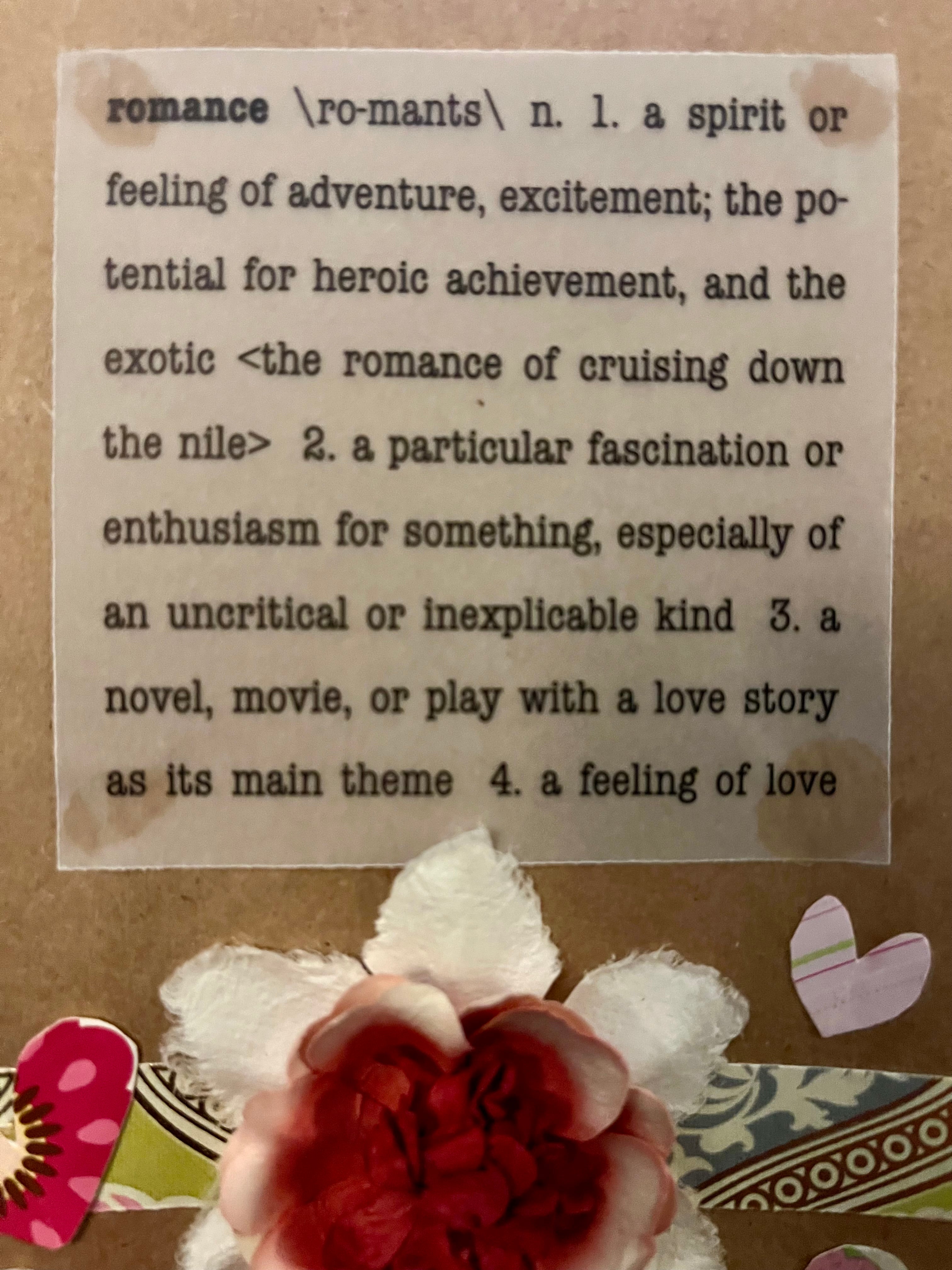 Meaning of Romance Handmade Card greeting card blank card