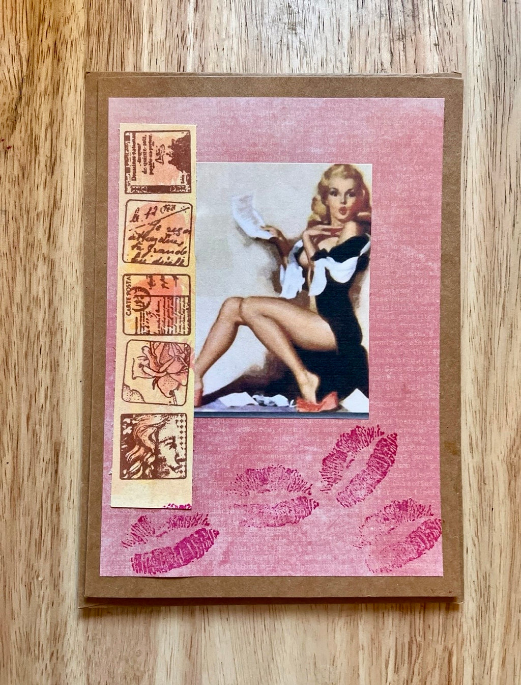 Vintage Love Note Pin Up Card blank card