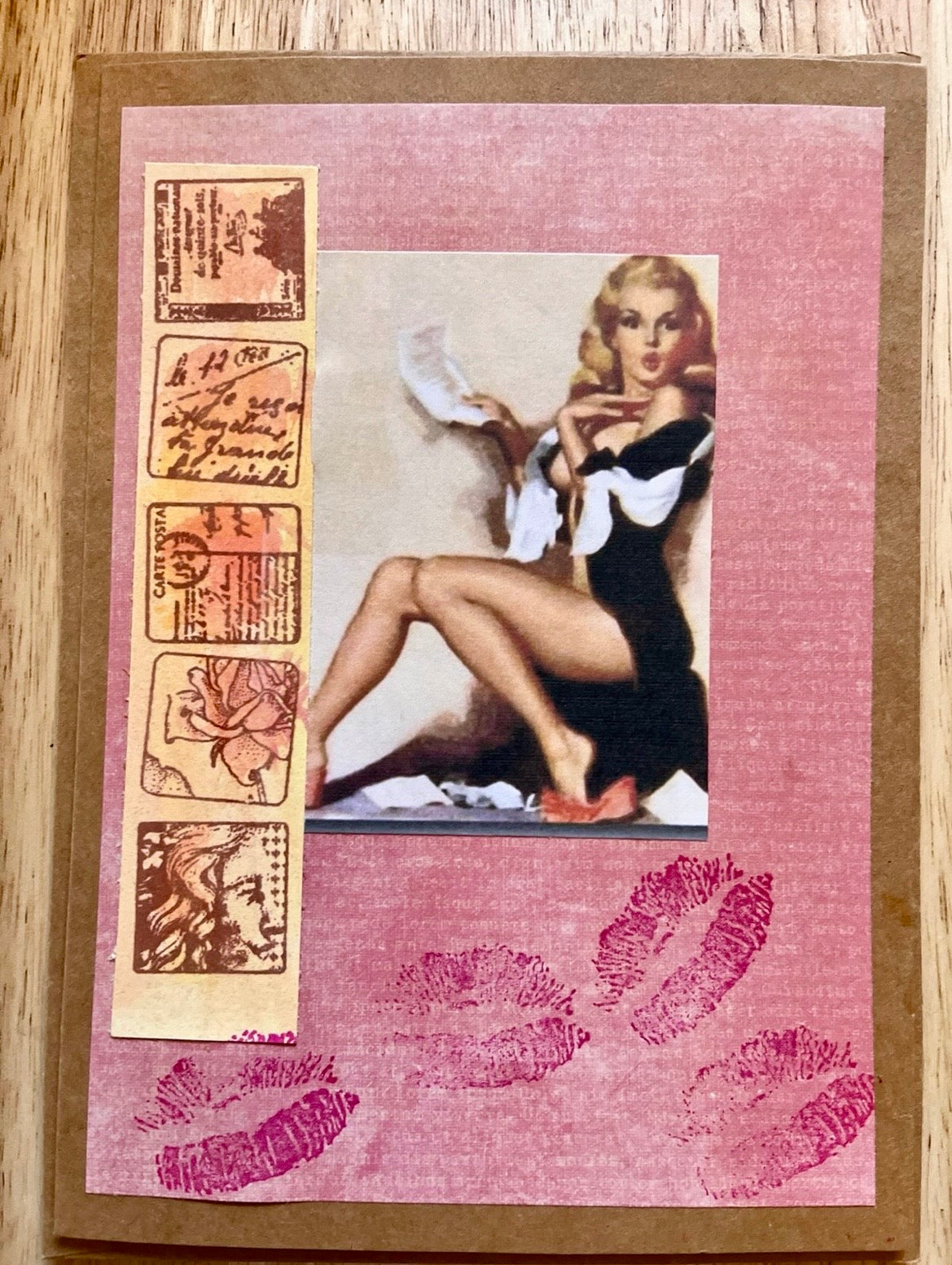 Vintage Love Note Pin Up Card blank card