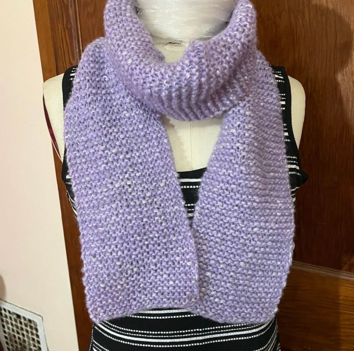 Lavender Handmade Hand Knit Scarf
