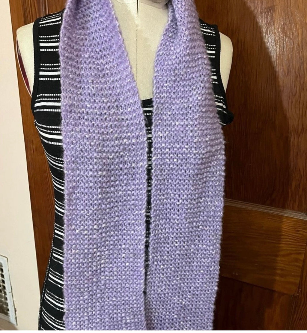 Lavender Handmade Hand Knit Scarf