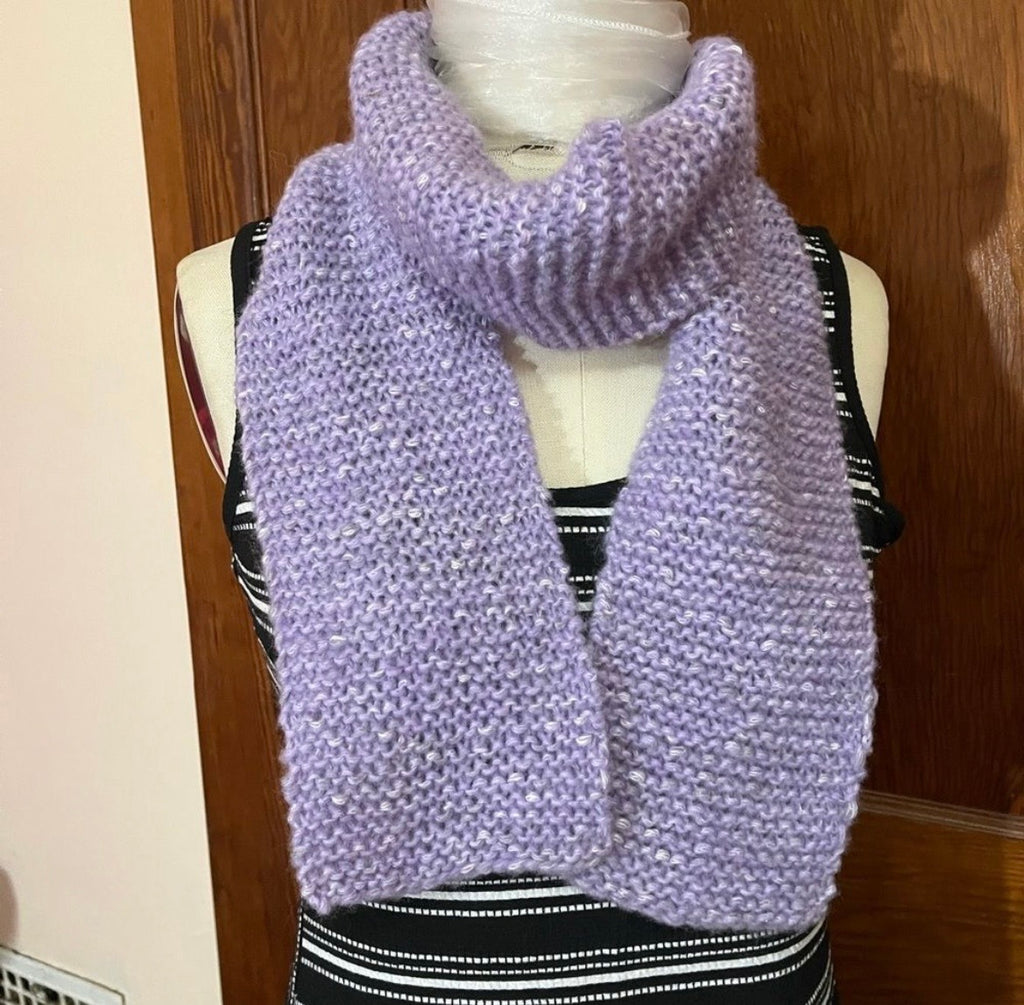 Lavender Handmade Hand Knit Scarf