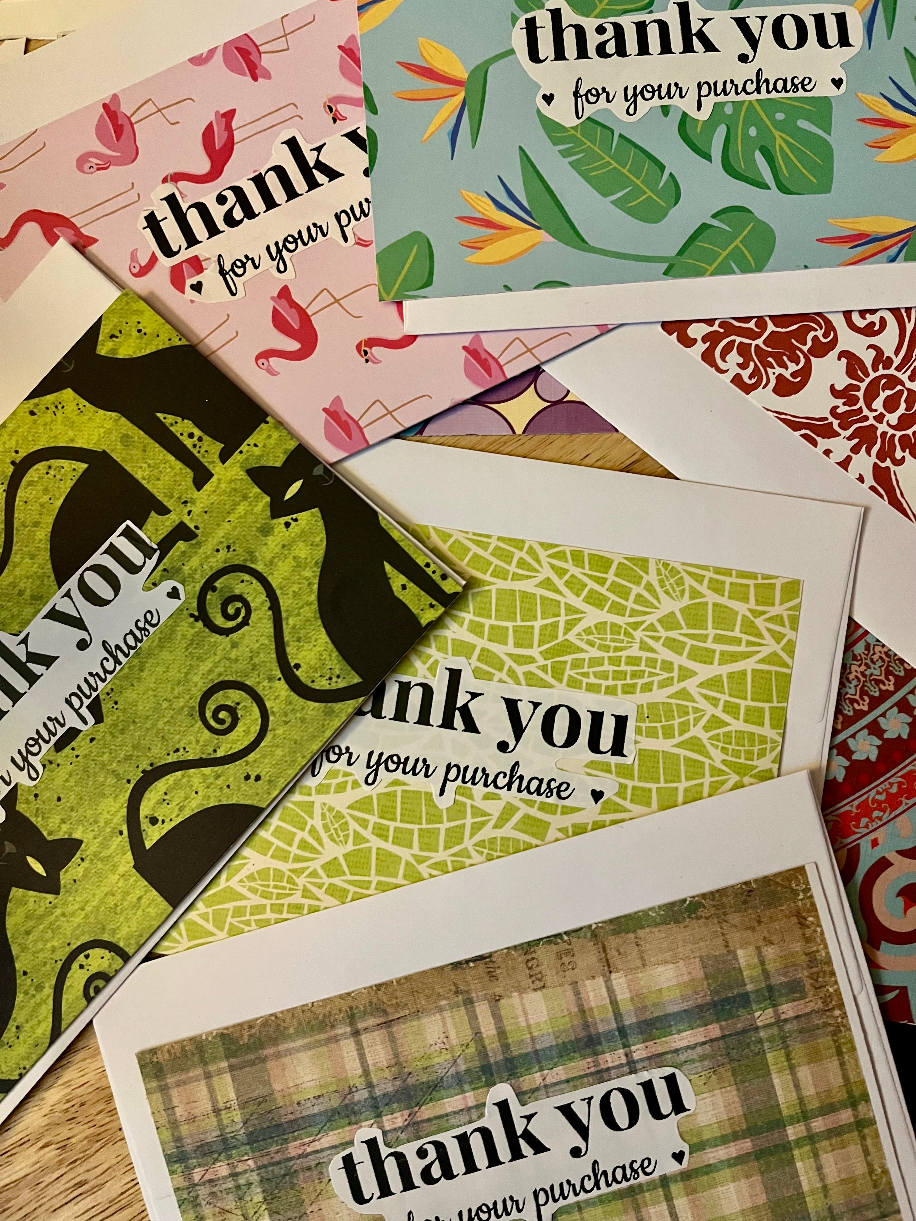 Thank You For Your Purchase Note Card Set set of 10
